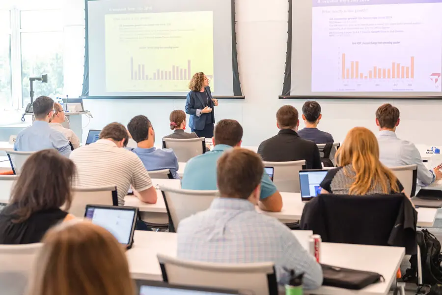 A photo of an MBA classroom